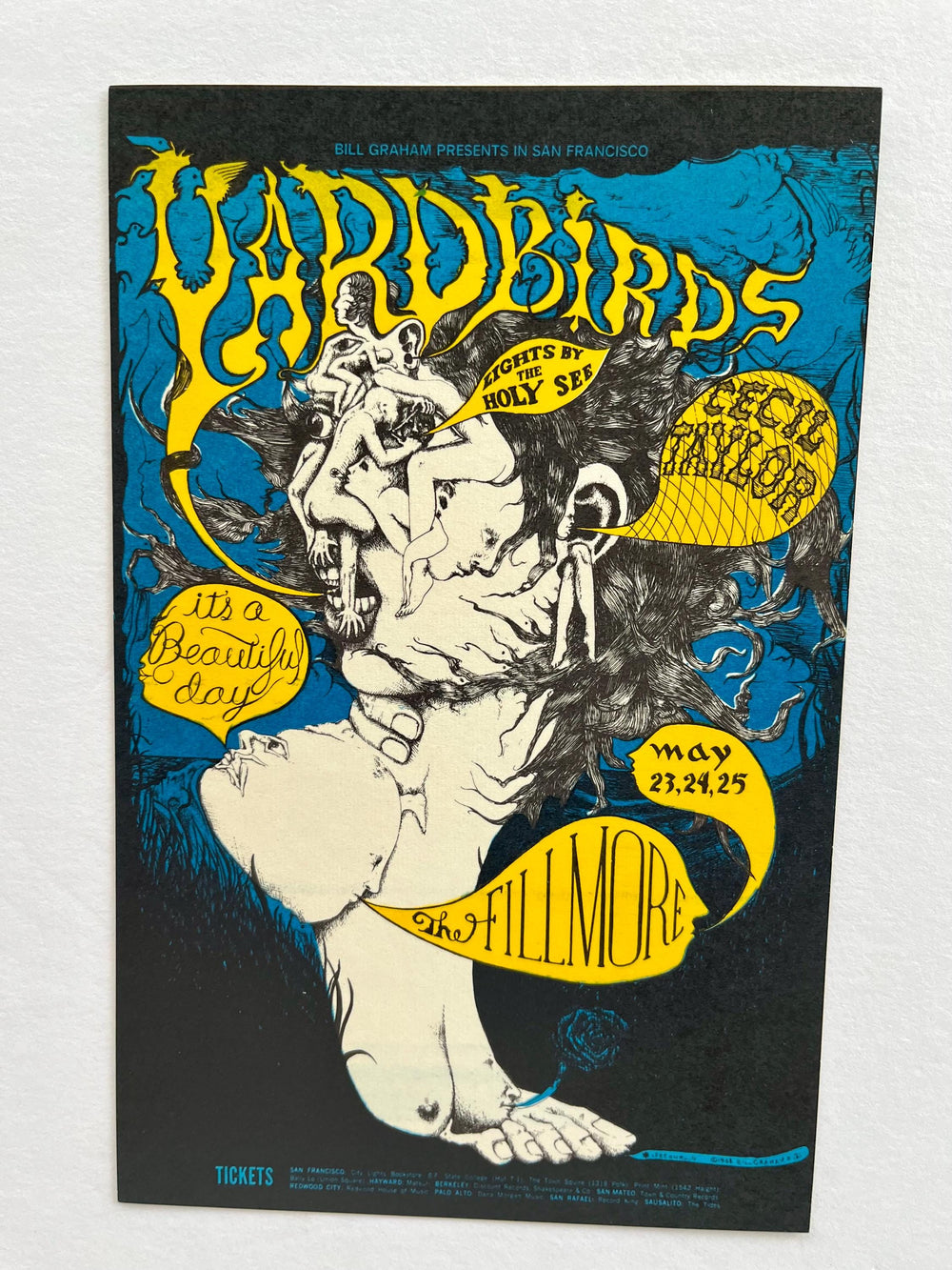 The Yardbirds Fillmore Auditorium 1968 Lee Conklin BG-121 Original Postcard