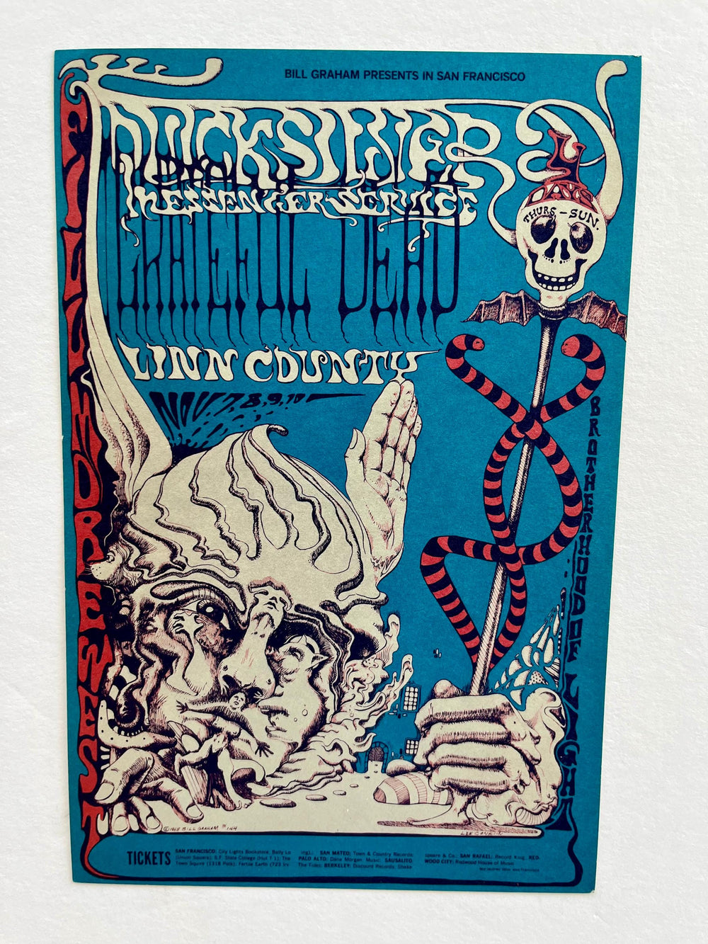 Grateful Dead Fillmore West 1968 Lee Conklin BG-144 Original Postcard