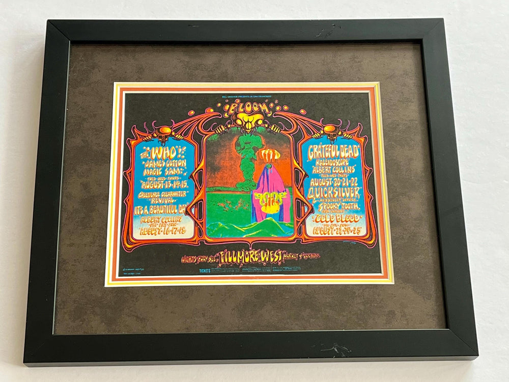 Framed Grateful Dead The Who Postcard Fillmore West 1967 BG-133 Alton Kelley Stanley Mouse