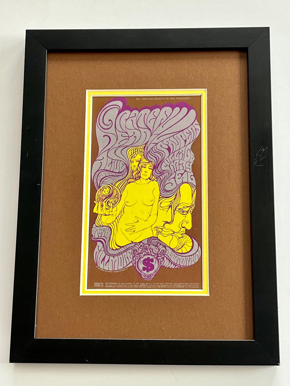 Framed Grateful Dead Fillmore Auditorium Original Postcard 1967 BG-62 Wes Wilson