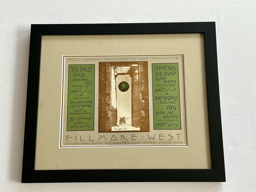 Framed Led Zeppelin The Byrds Fillmore, Berkeley, Oakland 1970 BG-246 Original Postcard