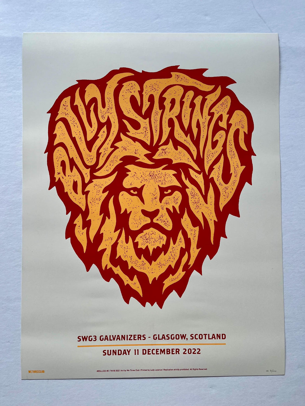 Billy Strings Glasgow Scotland December 2022 Original Concert Poster