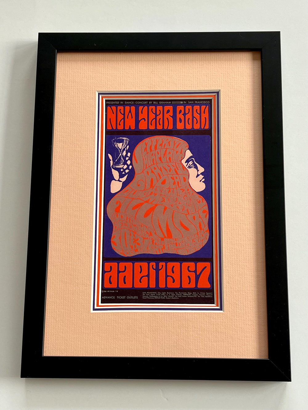 Grateful Dead Jefferson Airplane Fillmore Auditorium 1966 BG-37 Wes Wilson Framed Postcard