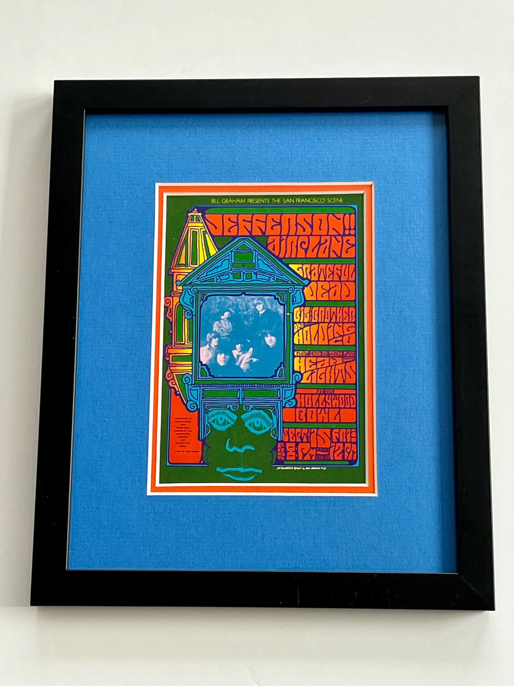 Framed Grateful Dead Jefferson Bowl 1967 BG-81 Original Postcard Herb Greene Jim Blashfield