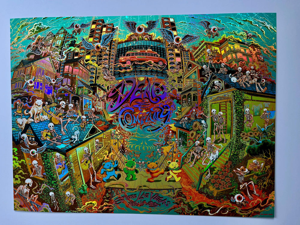 Dead & Company Poster – Official 2025 The Sphere Las Vegas Concert Poster – Rainbow Foil by Miles Tsang