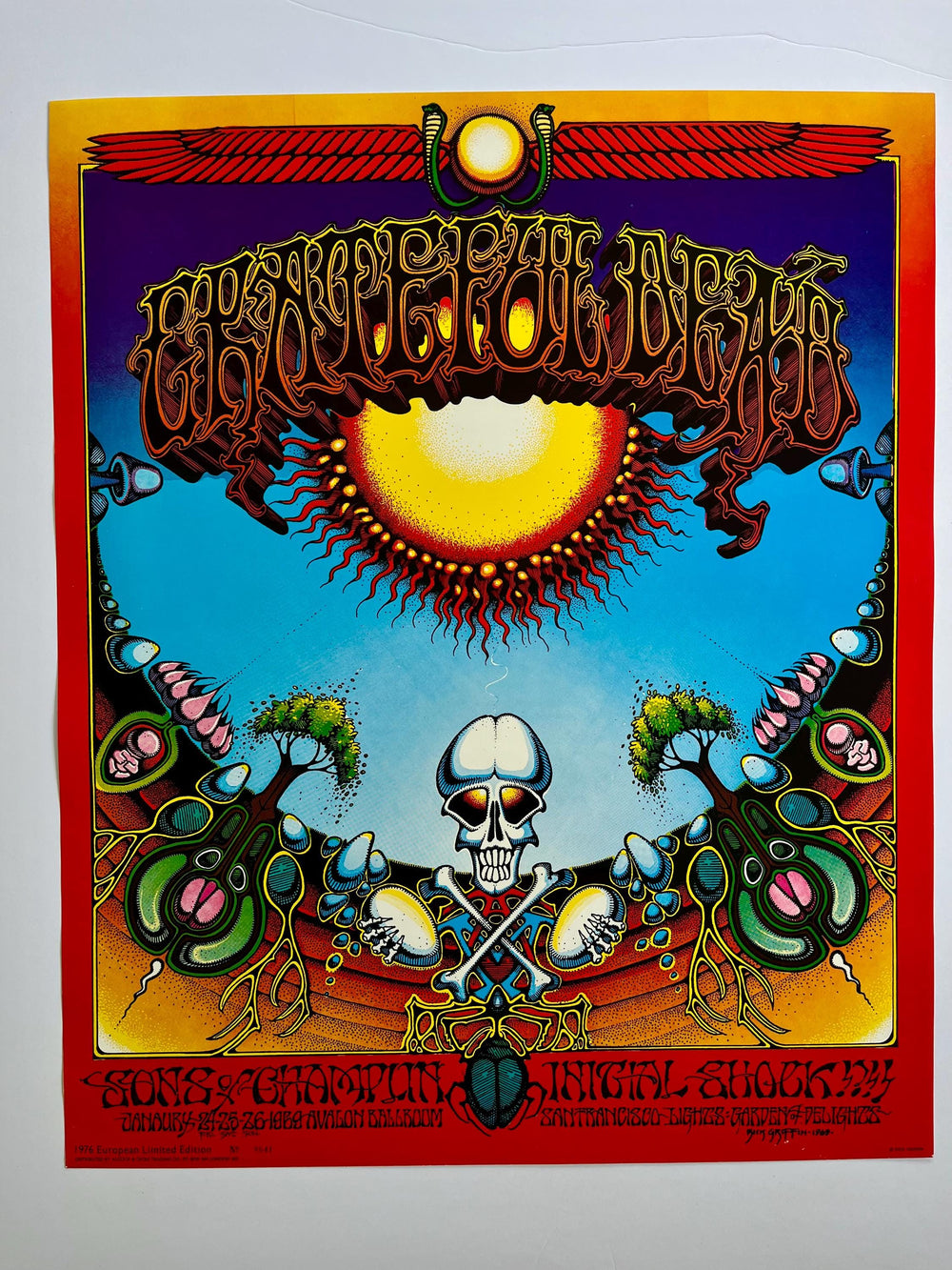 Grateful Dead Aoxomoxoa Poster Rick Griffin 1976 European Limited Edition Numbered Psychedelic Rock Art Avalon Ballroom