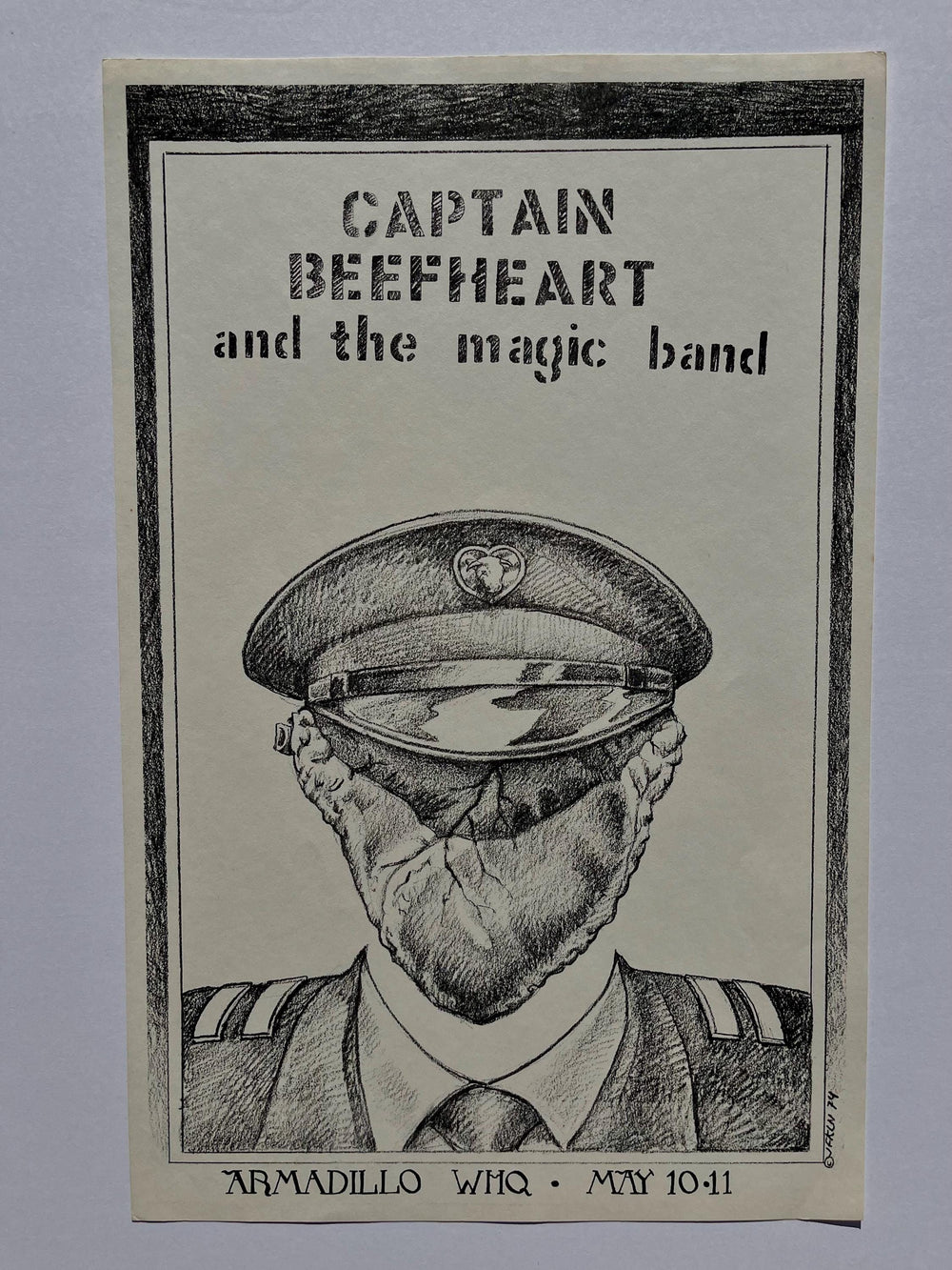 Captain Beefheart 1980 Poster, Armadillo World Headquarters, Signed