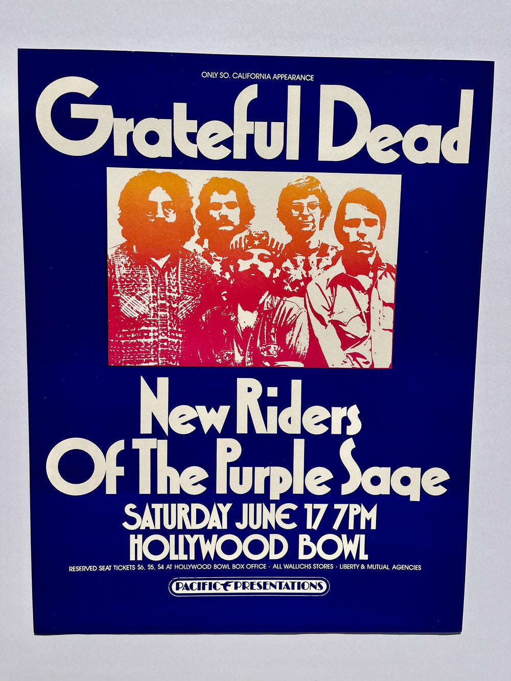 Grateful Dead NRPS Hollywood Bowl 1972 AOR 4.122 Original Concert Poster