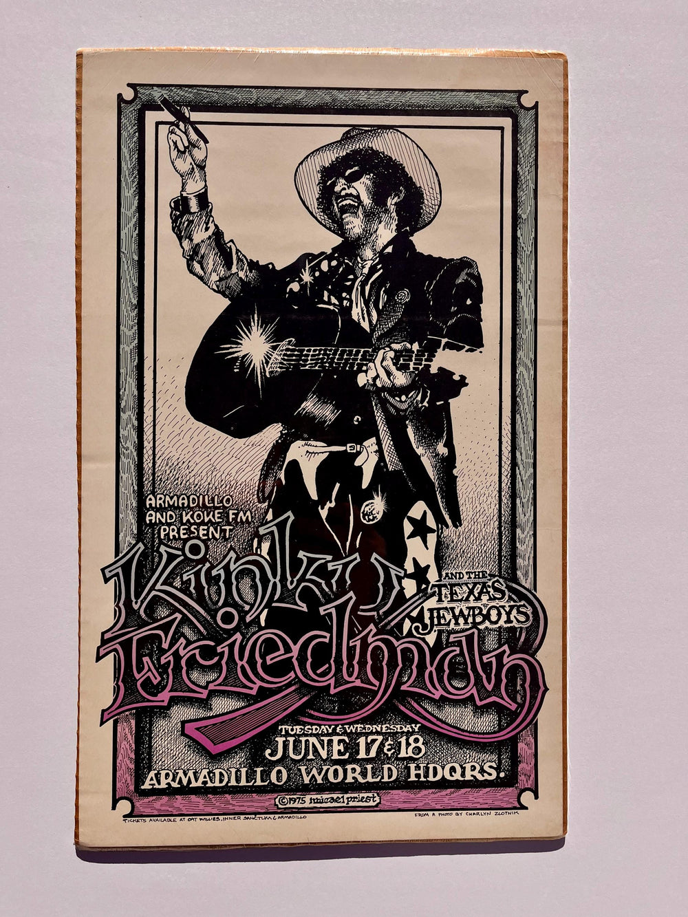 Michael Priest Kinky Friedman Armadillo World Headquarters 1975 Original Concert Poster