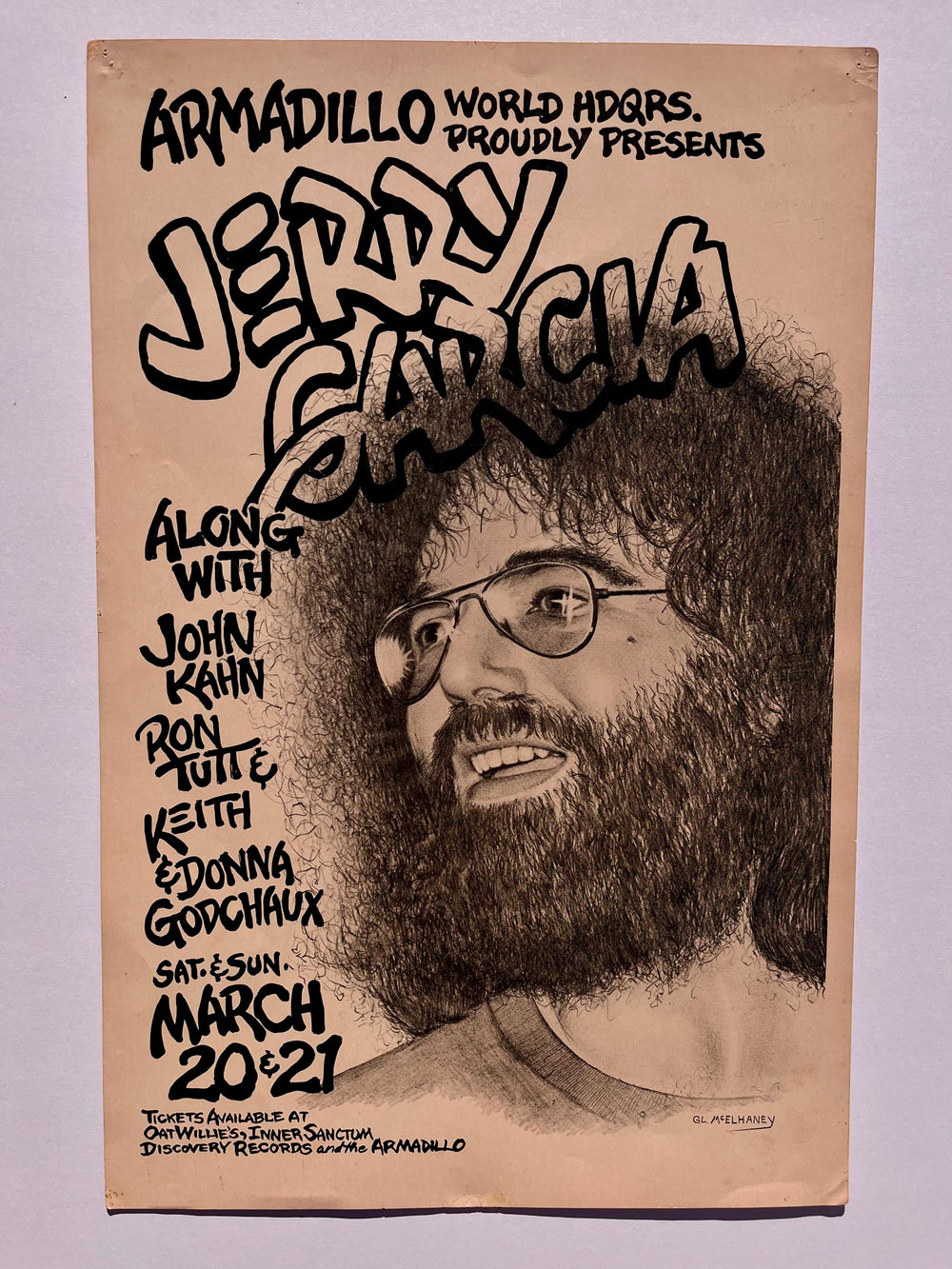 Gary McIlhenny Jerry Garcia Band Armadillo World Headquarters 1976 Original Concert Poster