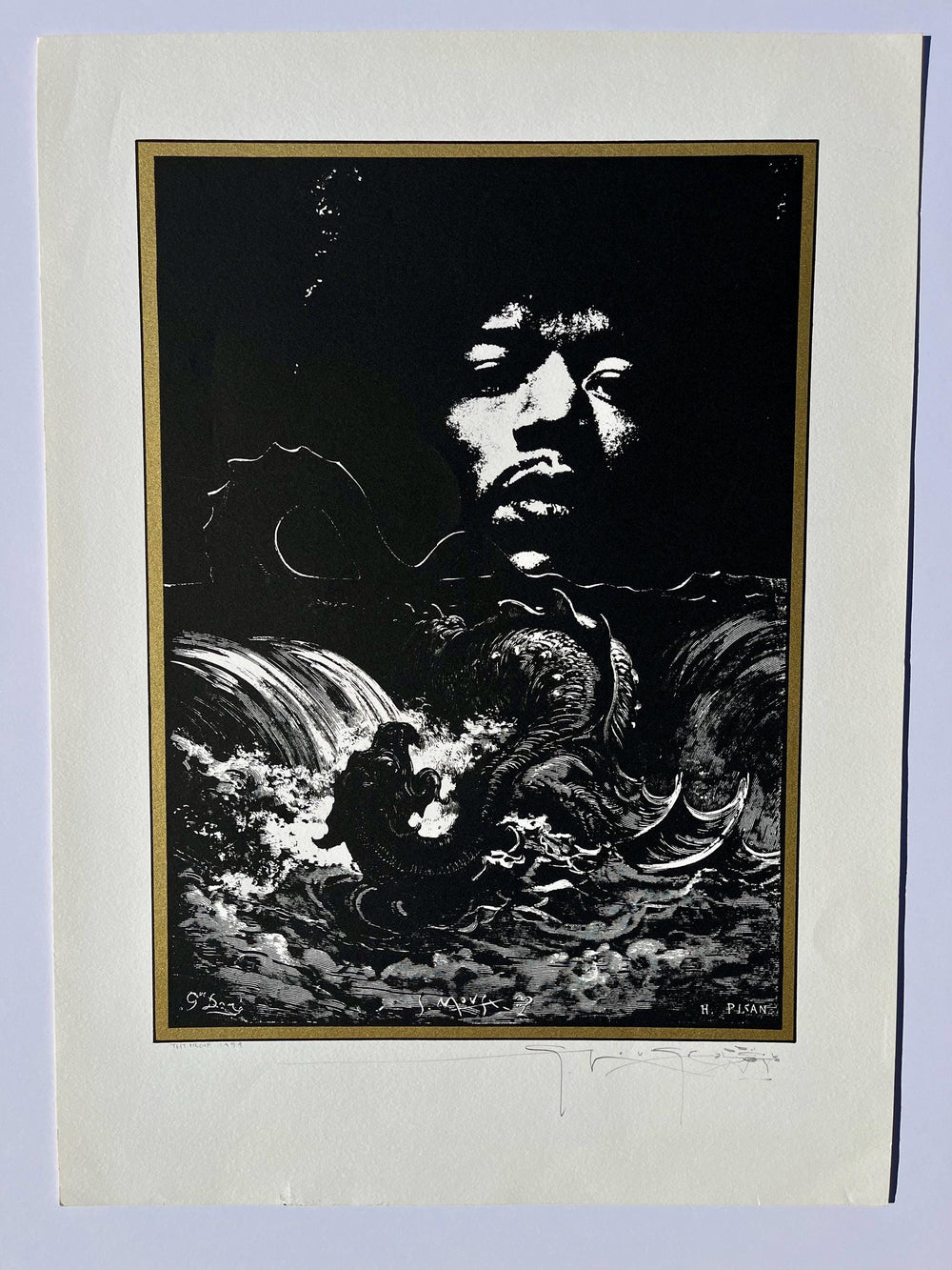 Stanley Mouse Signed Jimi Hendrix Test Proof 1994