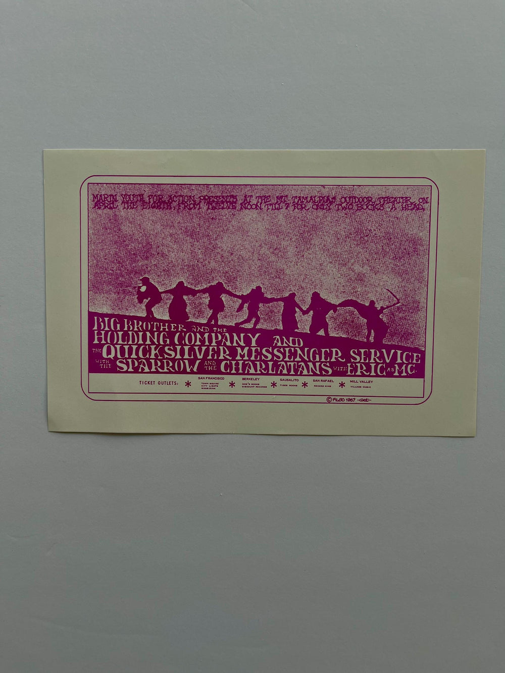 Big Brother & Holding Company Mt. Tamalpais Outdoor Theater 1967 Original Handbill