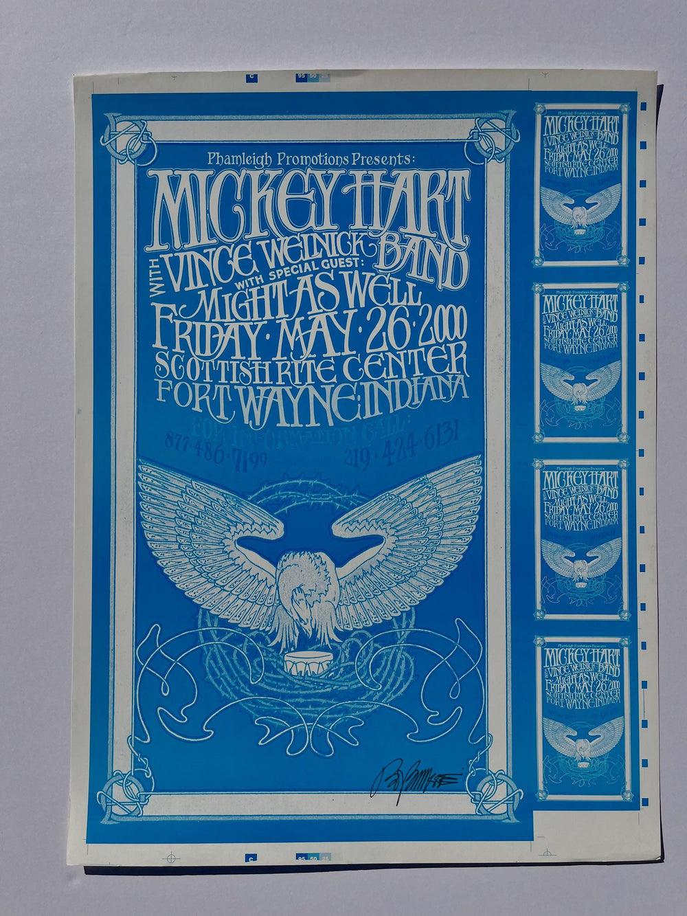 Signed Bob Masse Mickey Hart Concert Poster, Blue Variant First Printing