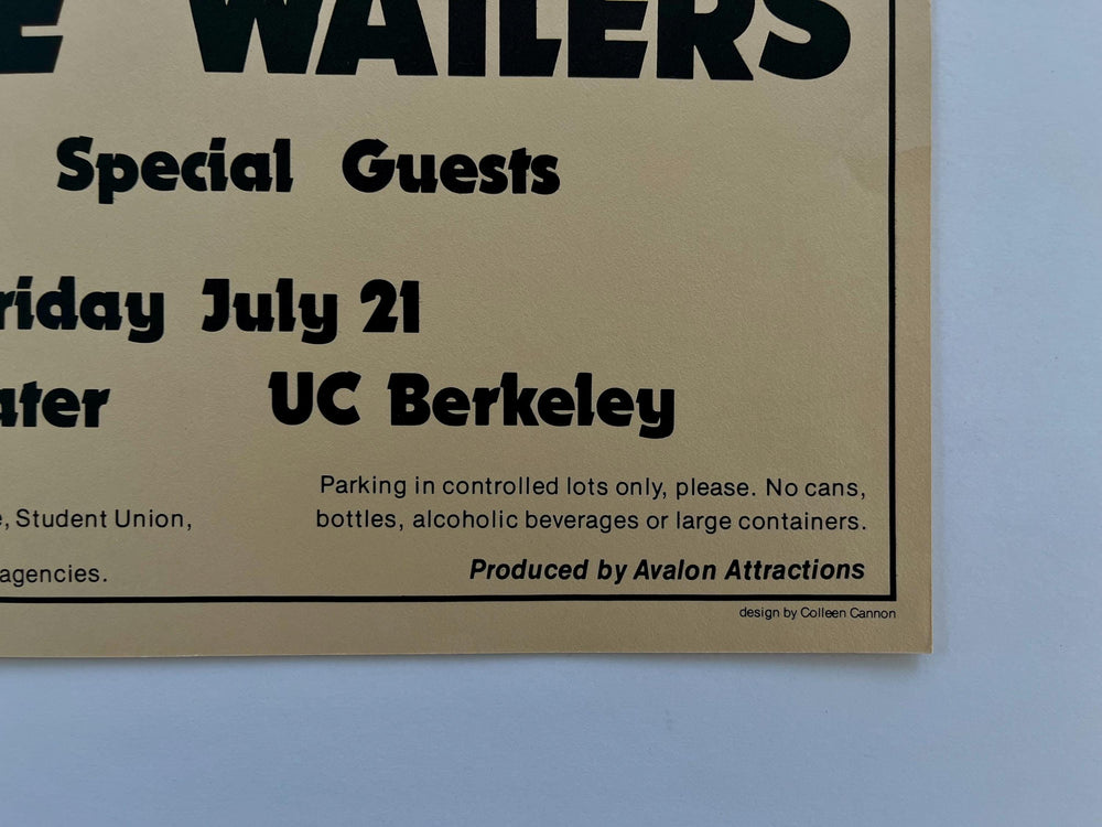 Bob Marley & The Wailers, Greek Theatre Berkeley, 7/21/1978, Colleen Cannon, Original First Printing