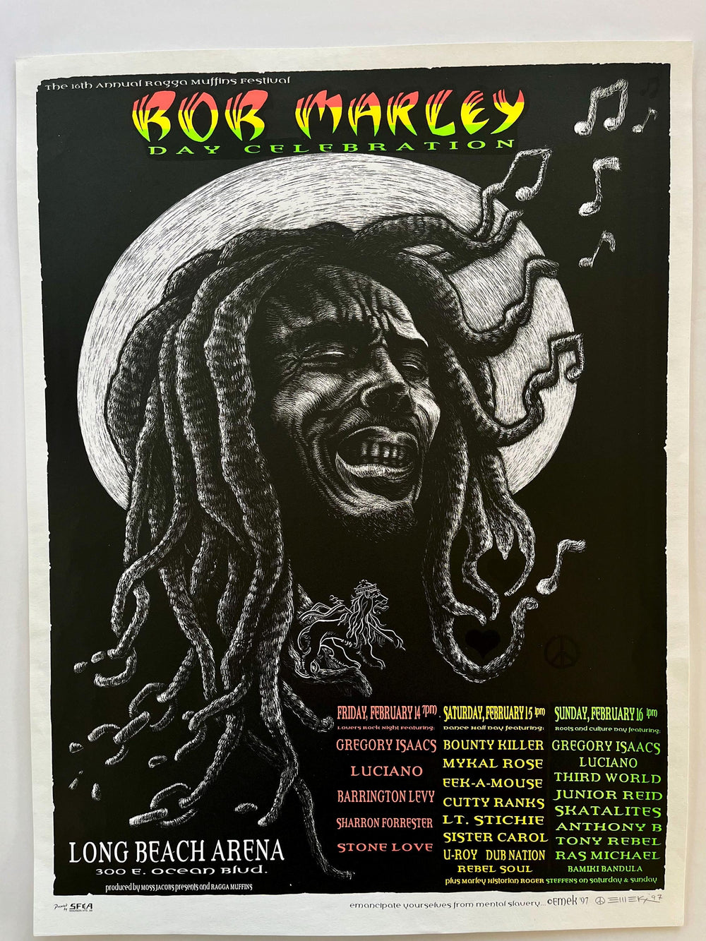 Bob Marley Day Celebration Poster 1997 Emek Long Beach Arena