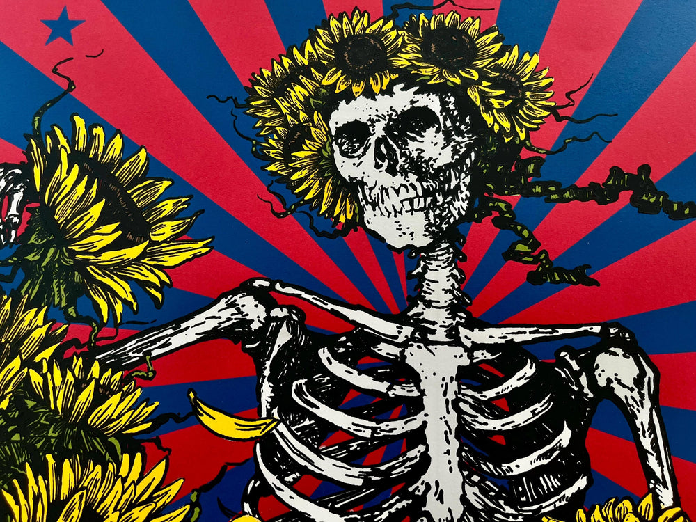 Grateful Dead Bertha Sunflower Poster Richard Biffle Red Edition Signed Numbered 262 of 333