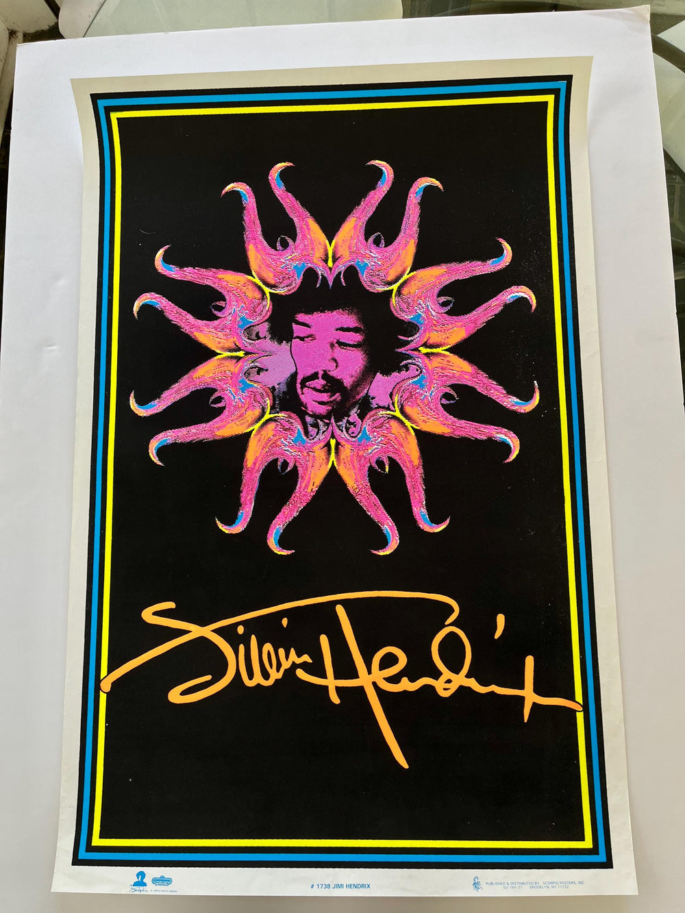 1996 Scorpio/Winterland Authentic Jimi Hendrix blacklight (flocked) Poster #1738 23" x 35"