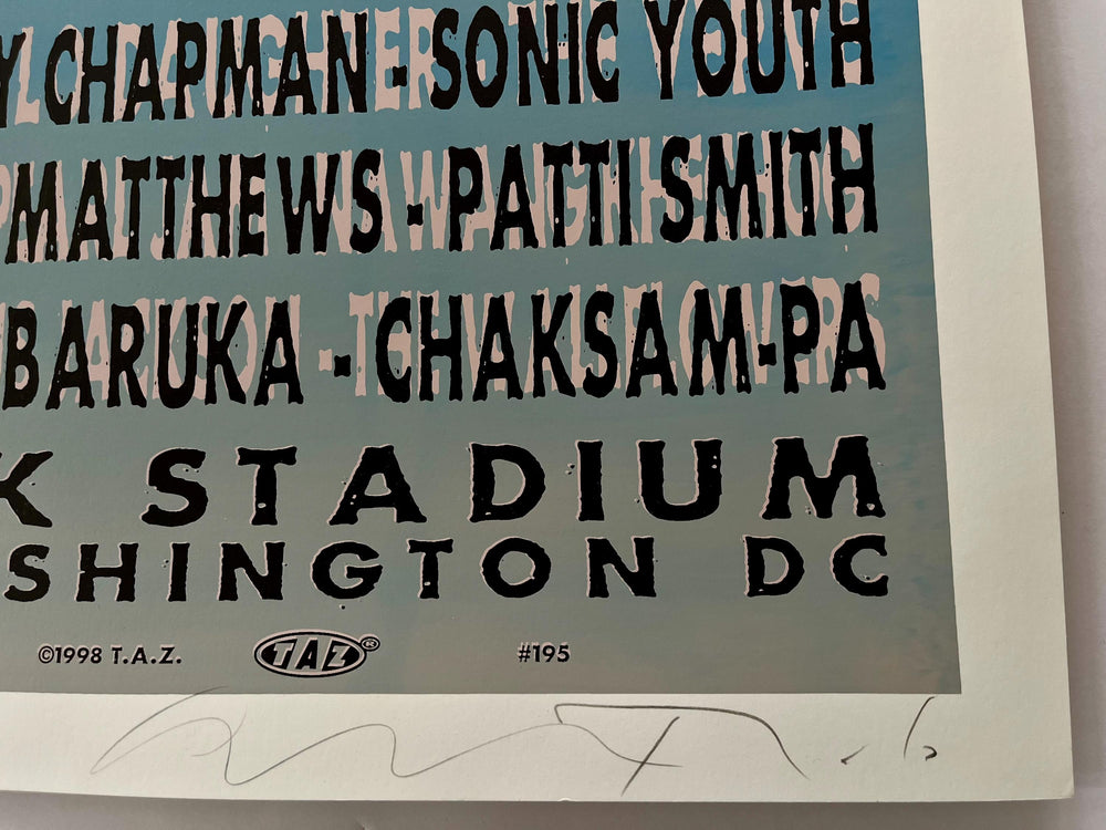 Taz Tibetan Freedom Concert Washington D.C. June 13 1998 Concert Poster Signed