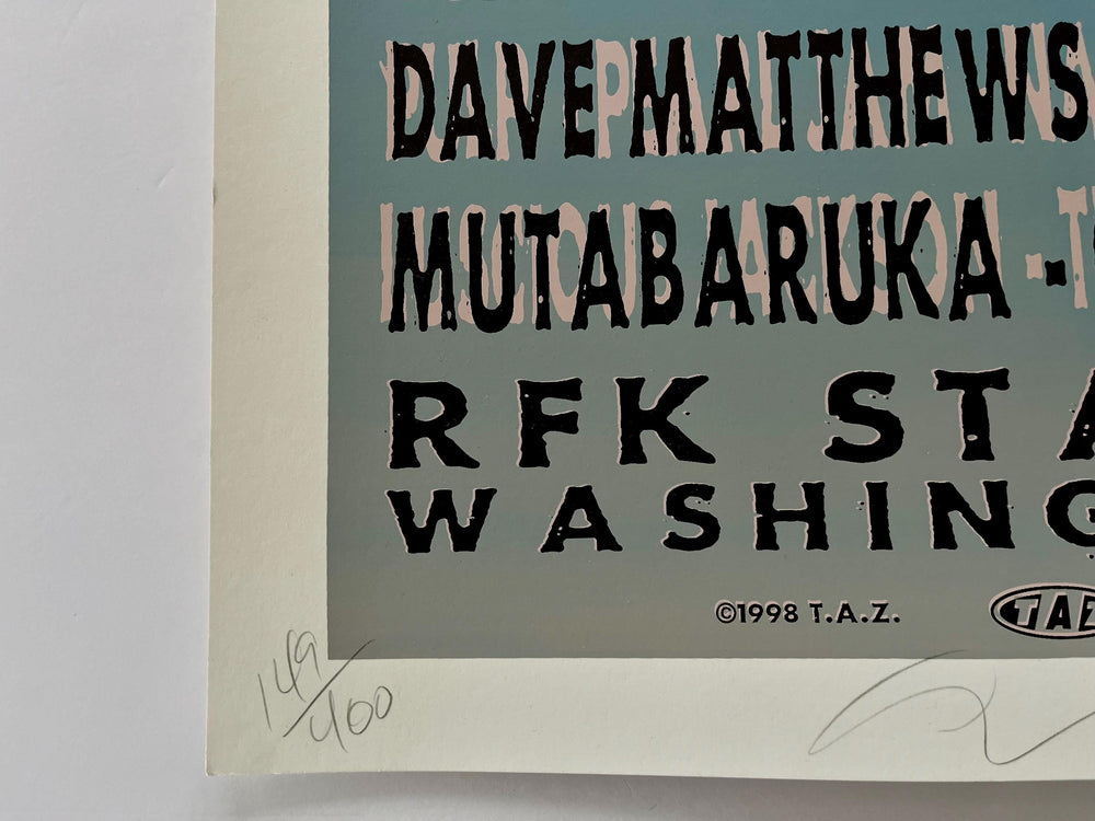 Taz Tibetan Freedom Concert Washington D.C. June 13 1998 Concert Poster Signed