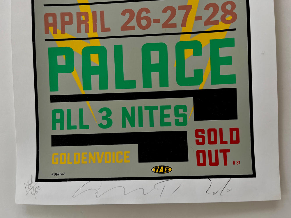 Taz Nine Inch Nails Palace Hollywood 1994 Signed and Numbered Original Concert Poster