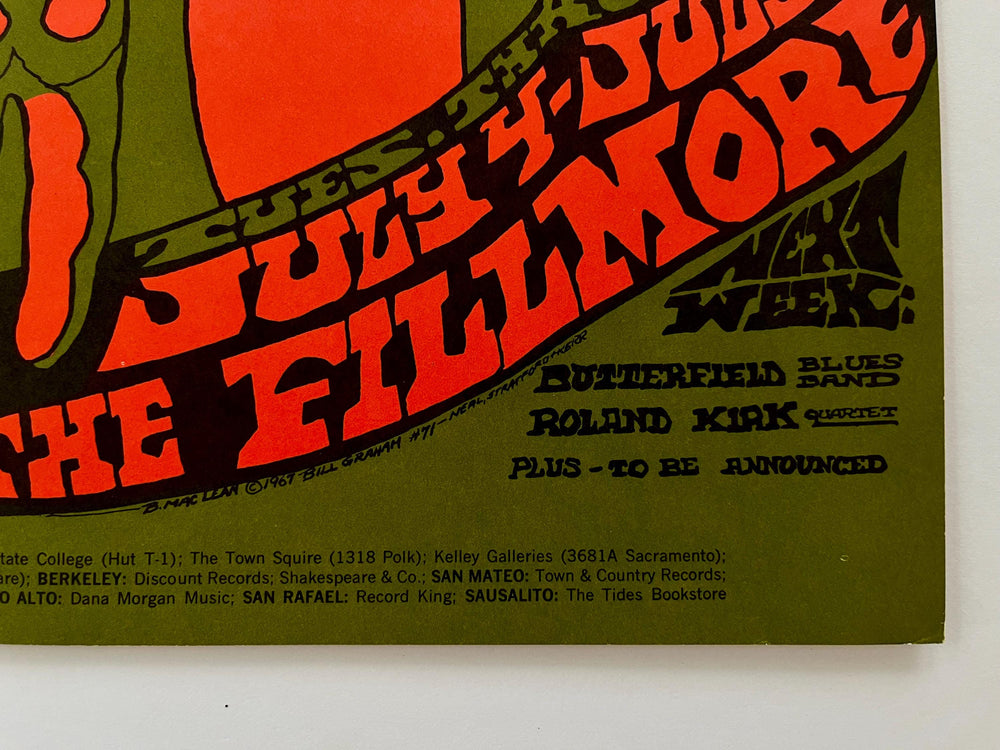 Bo Diddley Fillmore Auditorium 1967 BG-71 Bonnie MacLean Original Concert Poster