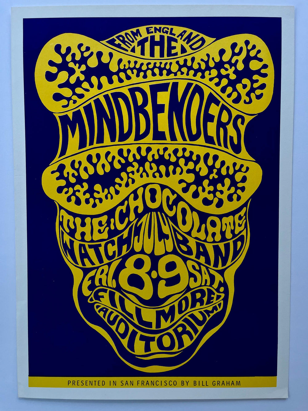 Mindbenders 1966 Fillmore Auditorium BG-16 RP-3 Wes Wilson Concert Poster