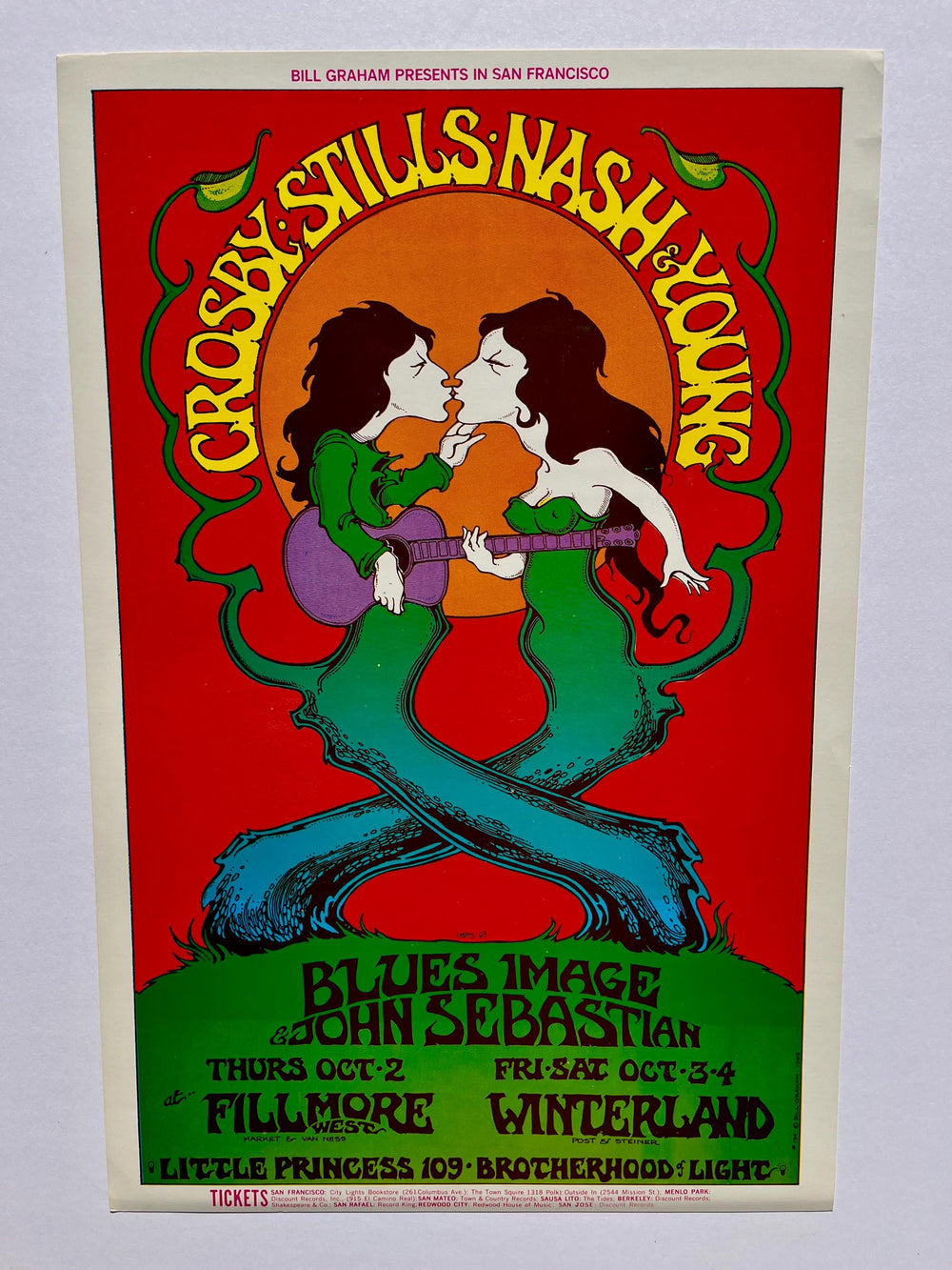 Greg Irons Crosby Stills Nash & Young 1969 Winterland BG-104 Original Concert Poster