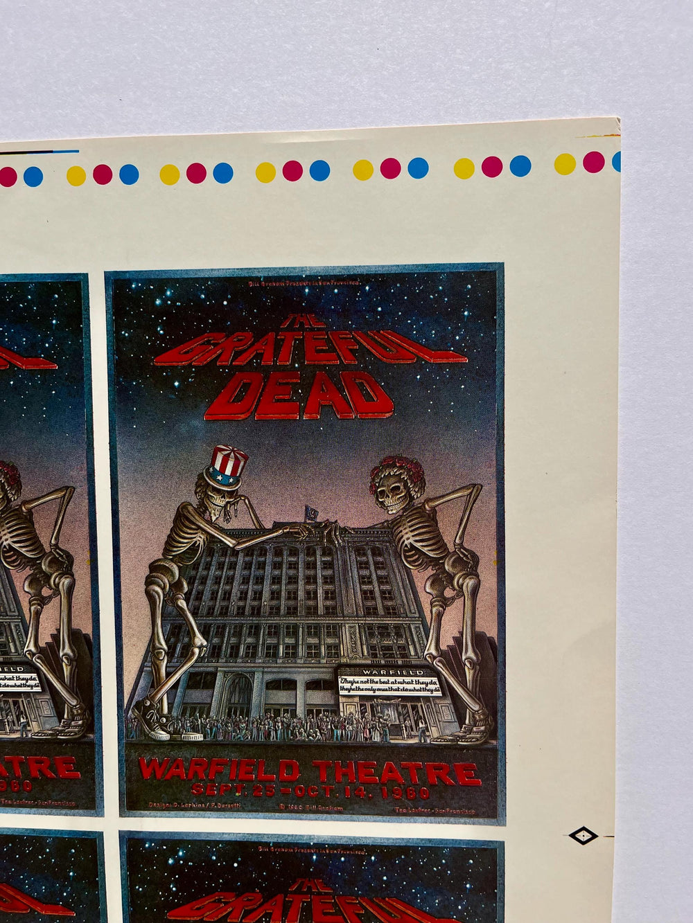 Grateful Dead Warfield Theater 1980 Uncut Printers Proof