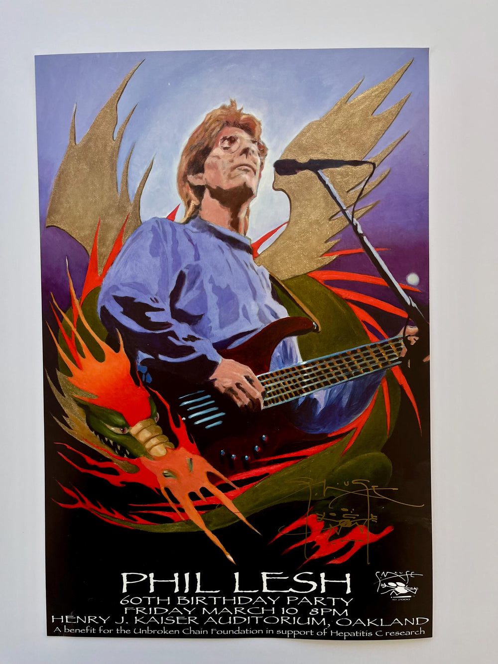 Stanley Mouse Signed Phil Lesh 60th Birthday Party Oakland CA Original Concert Poster