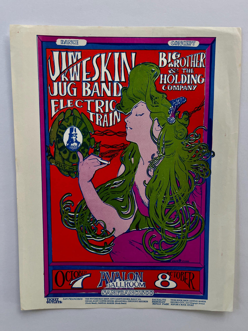 Stanley Mouse Alton Kelley Big Brother Avalon Ballroom 1966 Original Concert Handbill FD-29