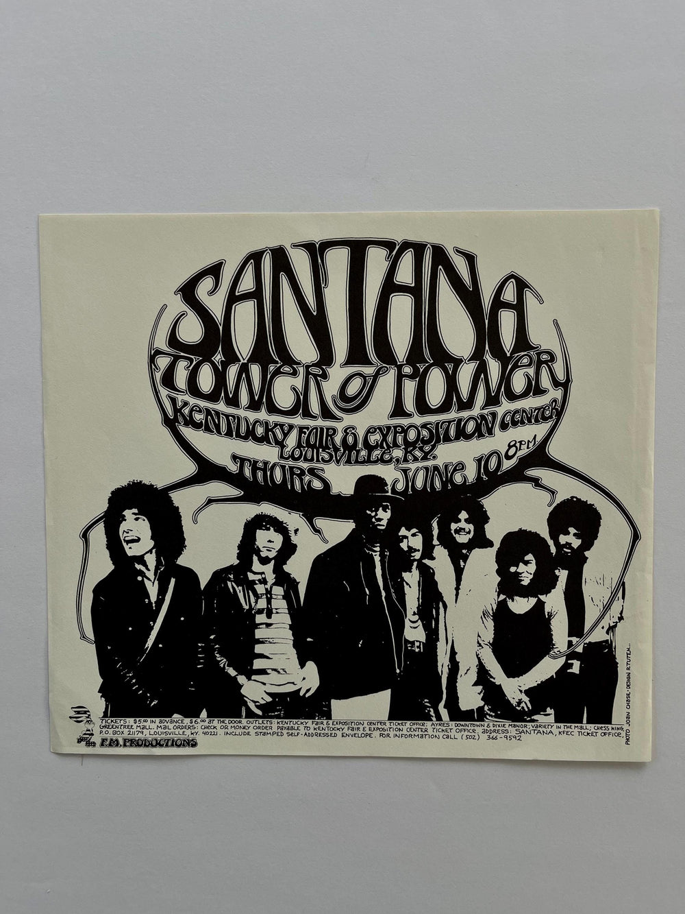 Randy Tuten Santana Tower of Power Louisville Kentucky 1971 Original Concert Handbill