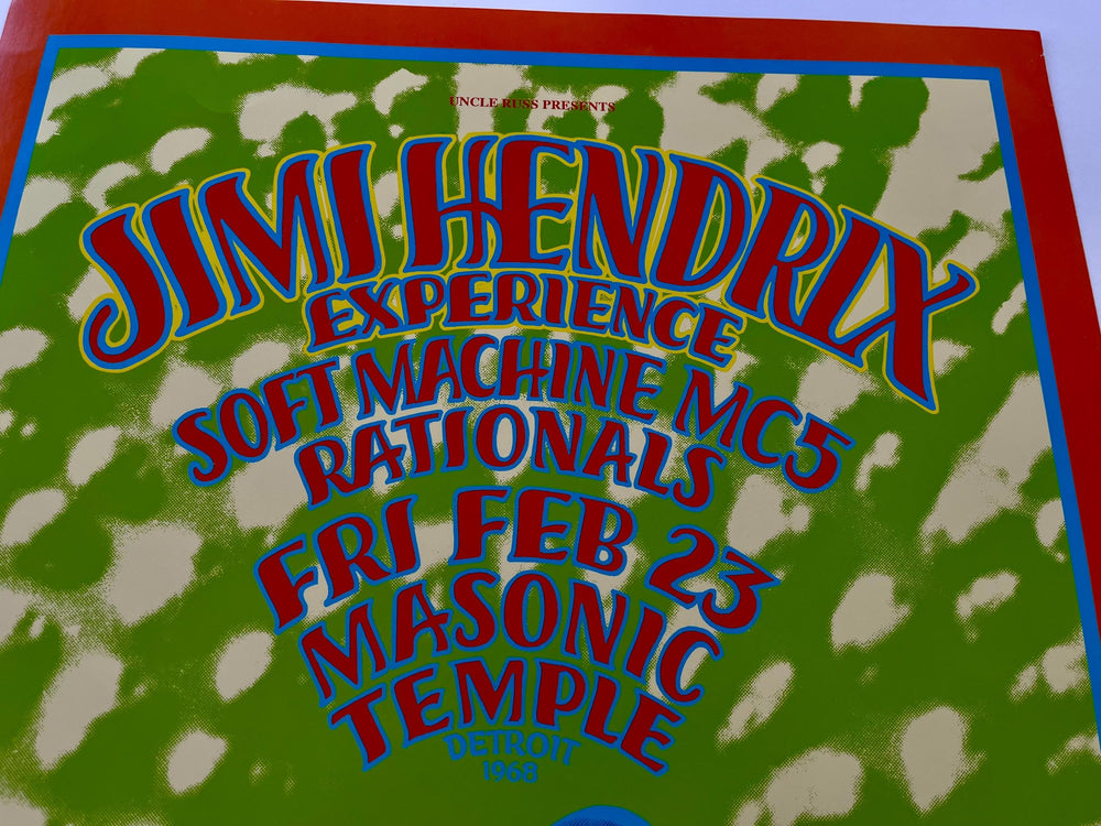 Jimi Hendrix Masonic Temple Signed Gary Grimshaw Original Concert Poster