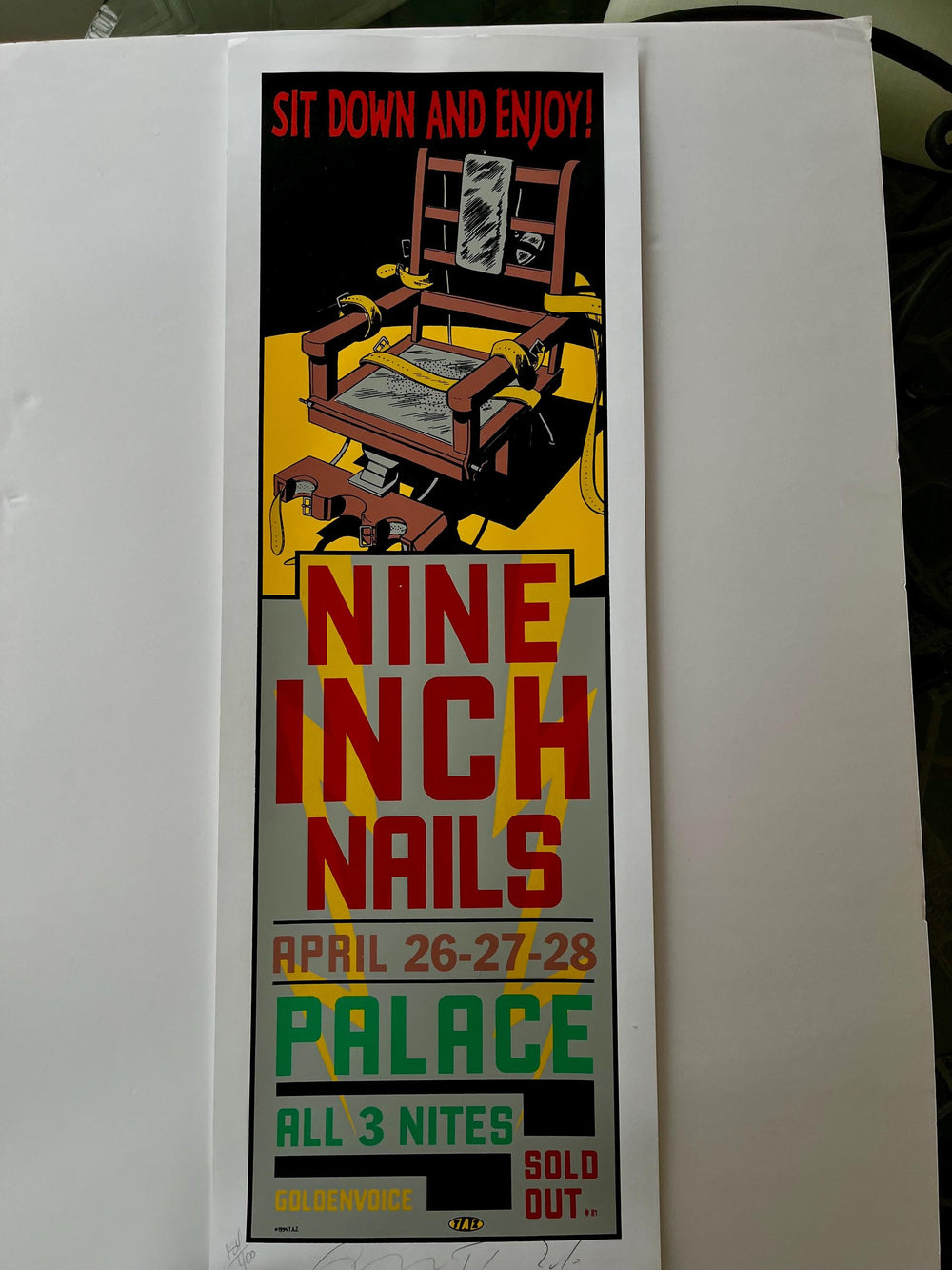 Taz Nine Inch Nails Palace Hollywood 1994 Signed and Numbered Original Concert Poster