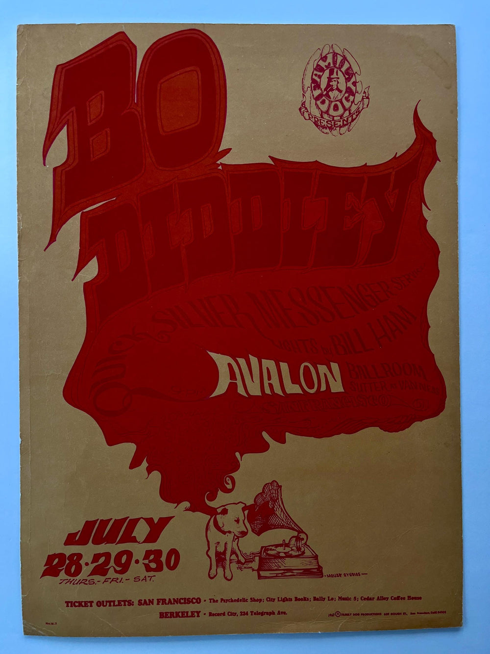 Alton Kelley Stanley Mouse Bo Diddley  Concert Poster 1966 Avalon Ballroom FD-18 RP-2