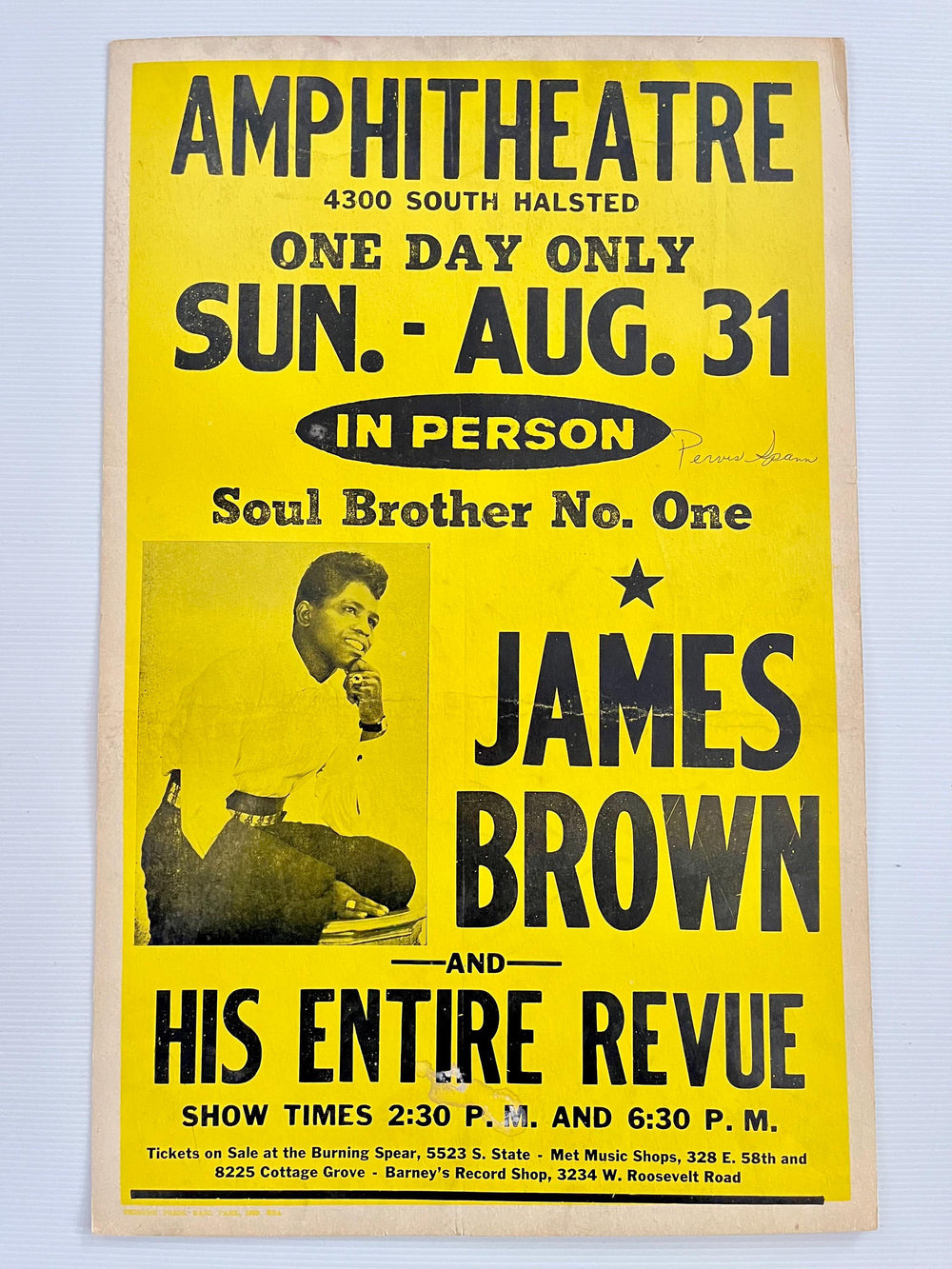 James Brown 1969 Chicago Amphitheater Original One Day Only Concert Poster