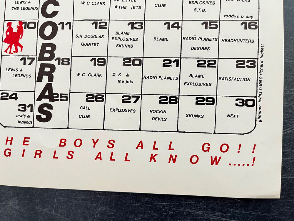 Continental Club Austin 1980 Calendar Poster Glimmer Twins Mick Jagger Keith Richards Art