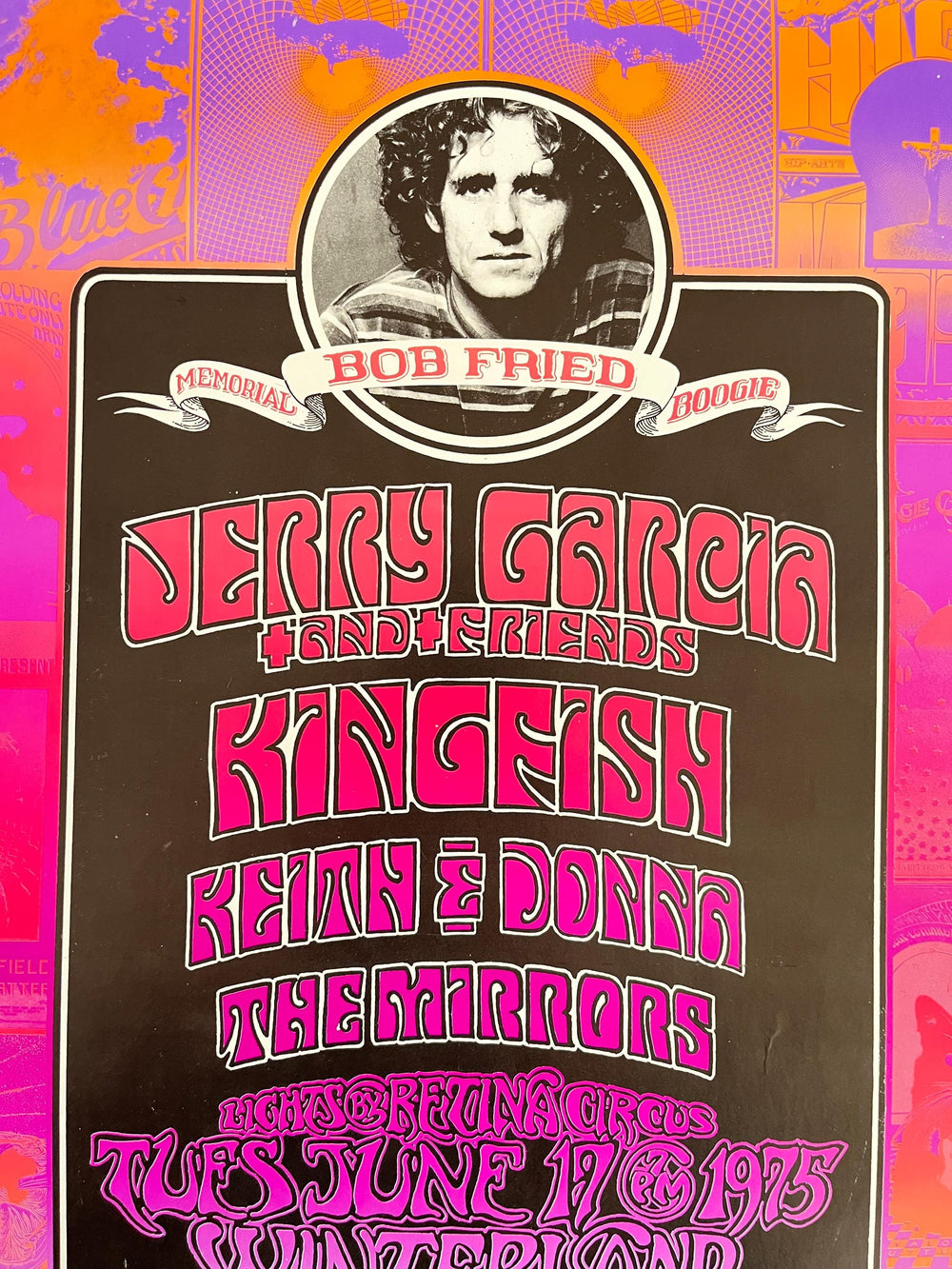 Jerry Garcia Memorial Concert 1975 Original Printer’s Proof – Winterland Day-Glo Poster Production Sheet (Grateful Dead Related)