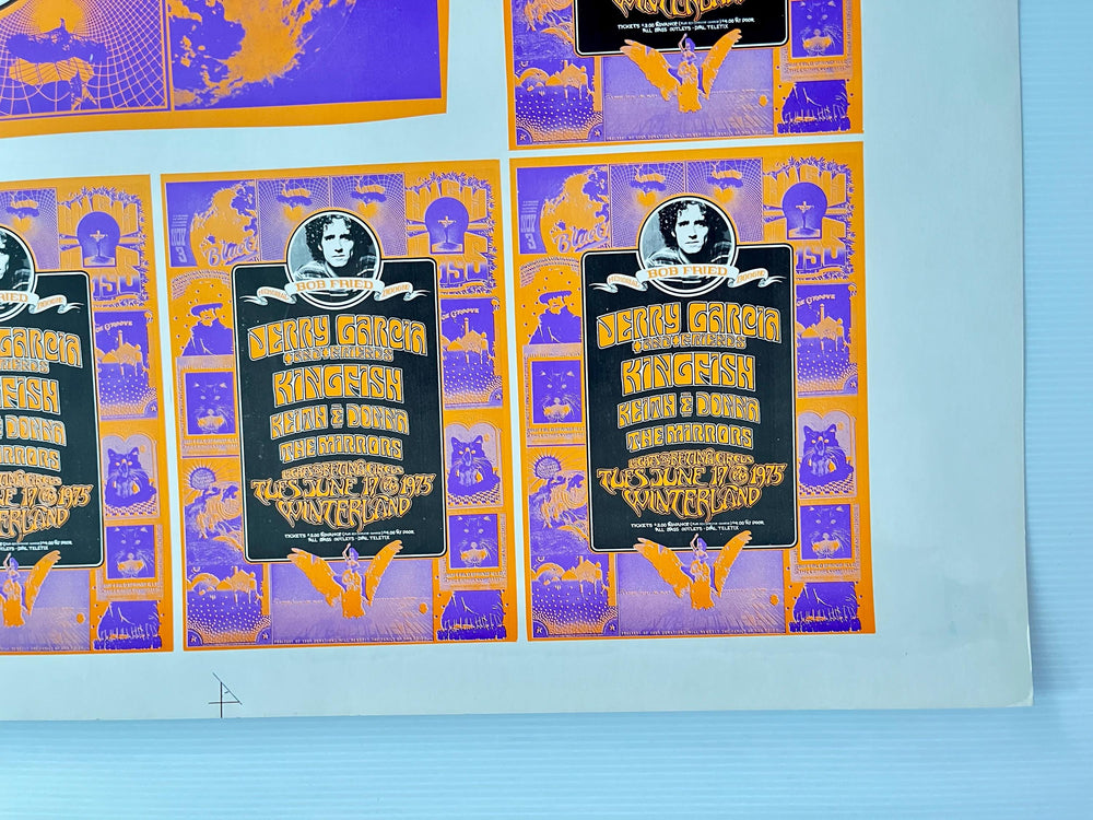 Jerry Garcia Memorial Concert 1975 Original Printer’s Proof – Winterland Day-Glo Poster Production Sheet (Grateful Dead Related)