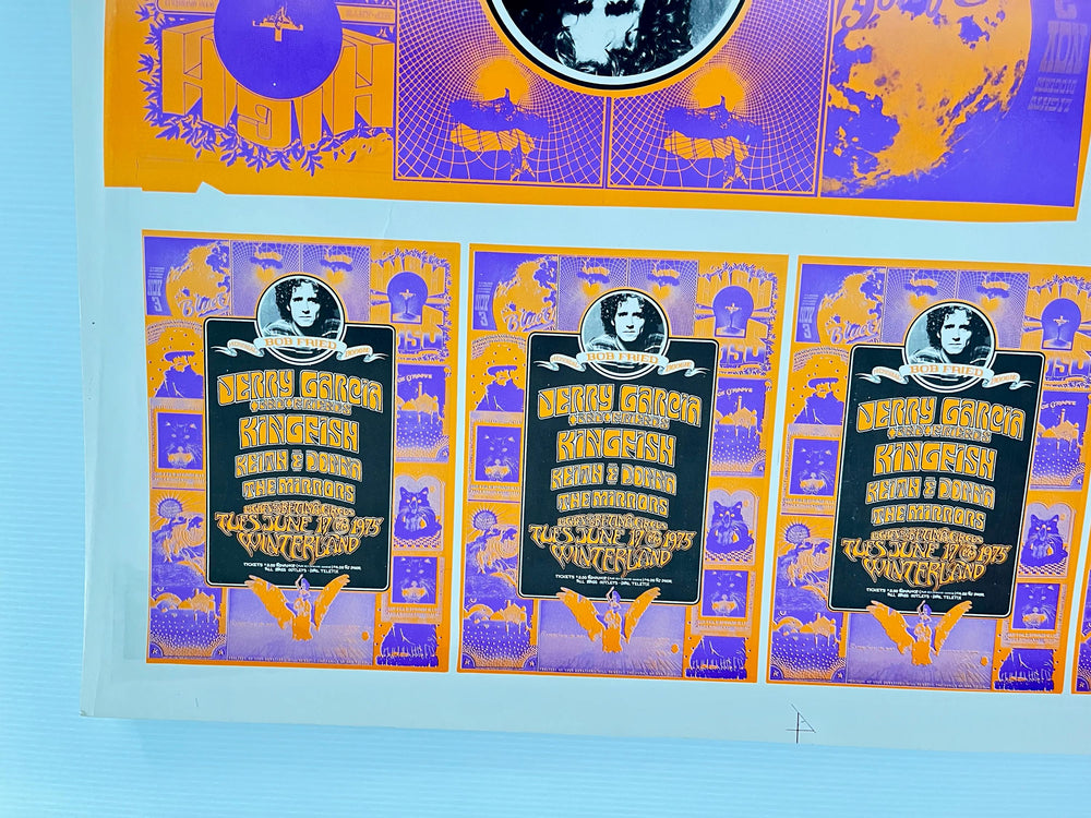 Jerry Garcia Memorial Concert 1975 Original Printer’s Proof – Winterland Day-Glo Poster Production Sheet (Grateful Dead Related)
