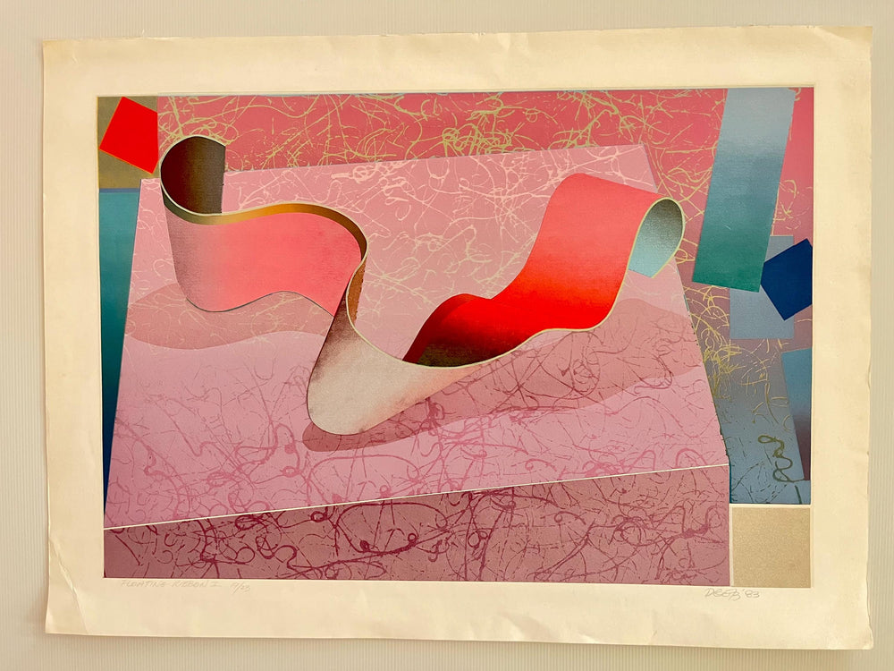 David Getz “Floating Ribbon I” 1983 Signed Serigraph Abstract Print – Limited Edition 19/23