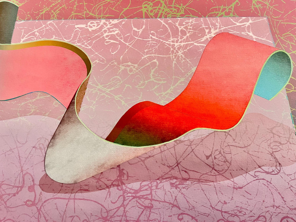 David Getz “Floating Ribbon I” 1983 Signed Serigraph Abstract Print – Limited Edition 19/23