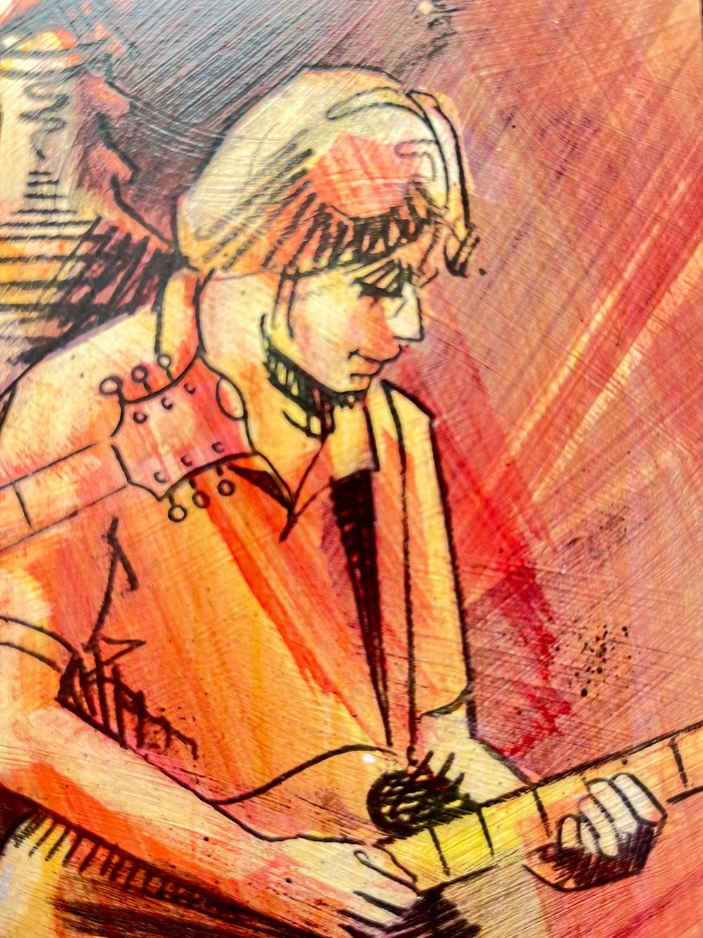 John Drury Signed Original Painting 1981 – Brooklyn Artist Figurative Musician Art