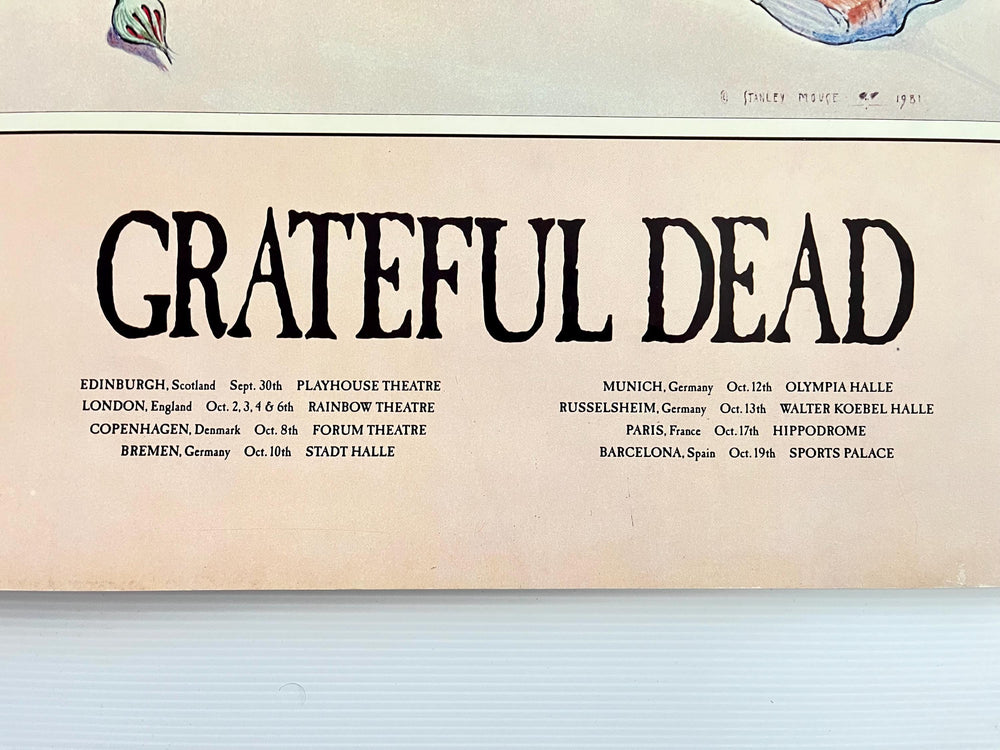 Grateful Dead Europe Tour Poster 1981 Stanley Mouse Skull & Rose Original Concert Art