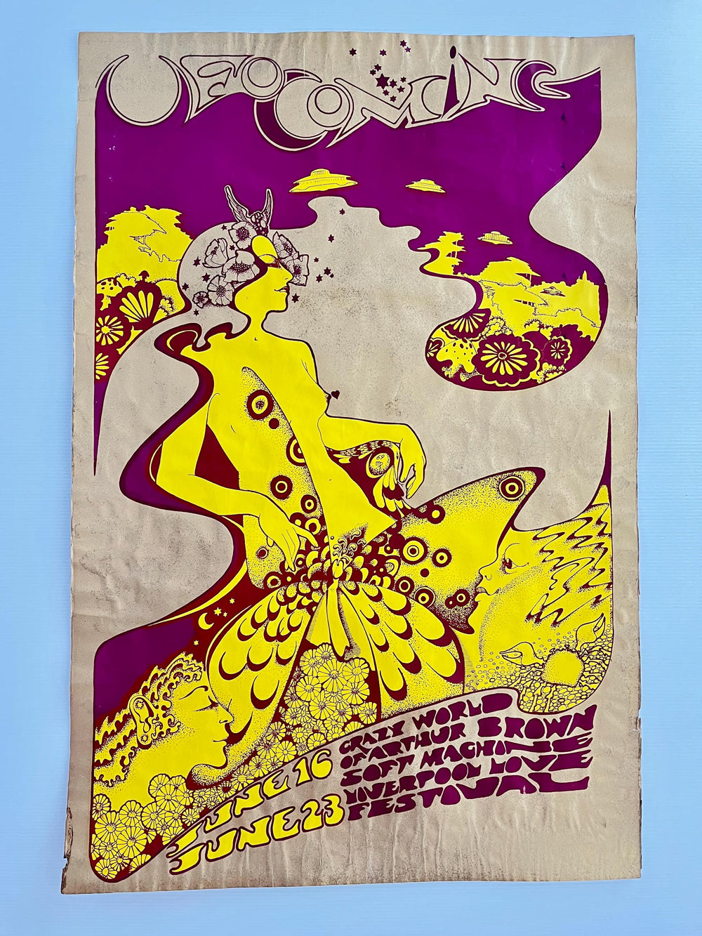 Hapshash & The Coloured Coat UFO Club Psychedelic Poster Soft Machine Arthur Brown Vintage 1967