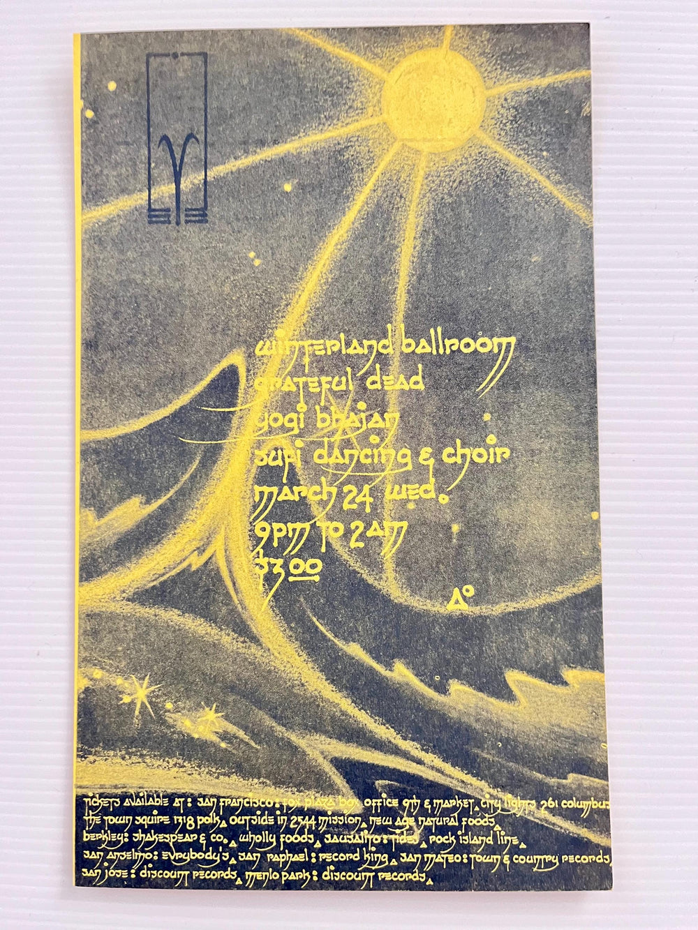 Grateful Dead Winterland Handbill 1968 – Yogi Bhajan / Sufi Dancing – Psychedelic SF Concert Flyer