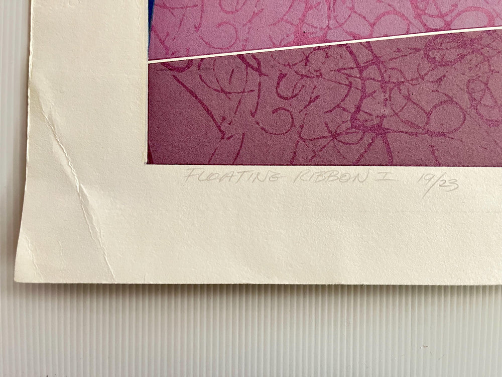 David Getz “Floating Ribbon I” 1983 Signed Serigraph Abstract Print – Limited Edition 19/23
