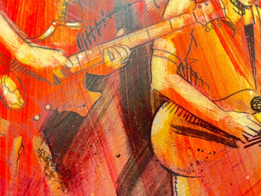 John Drury Signed Original Painting 1981 – Brooklyn Artist Figurative Musician Art