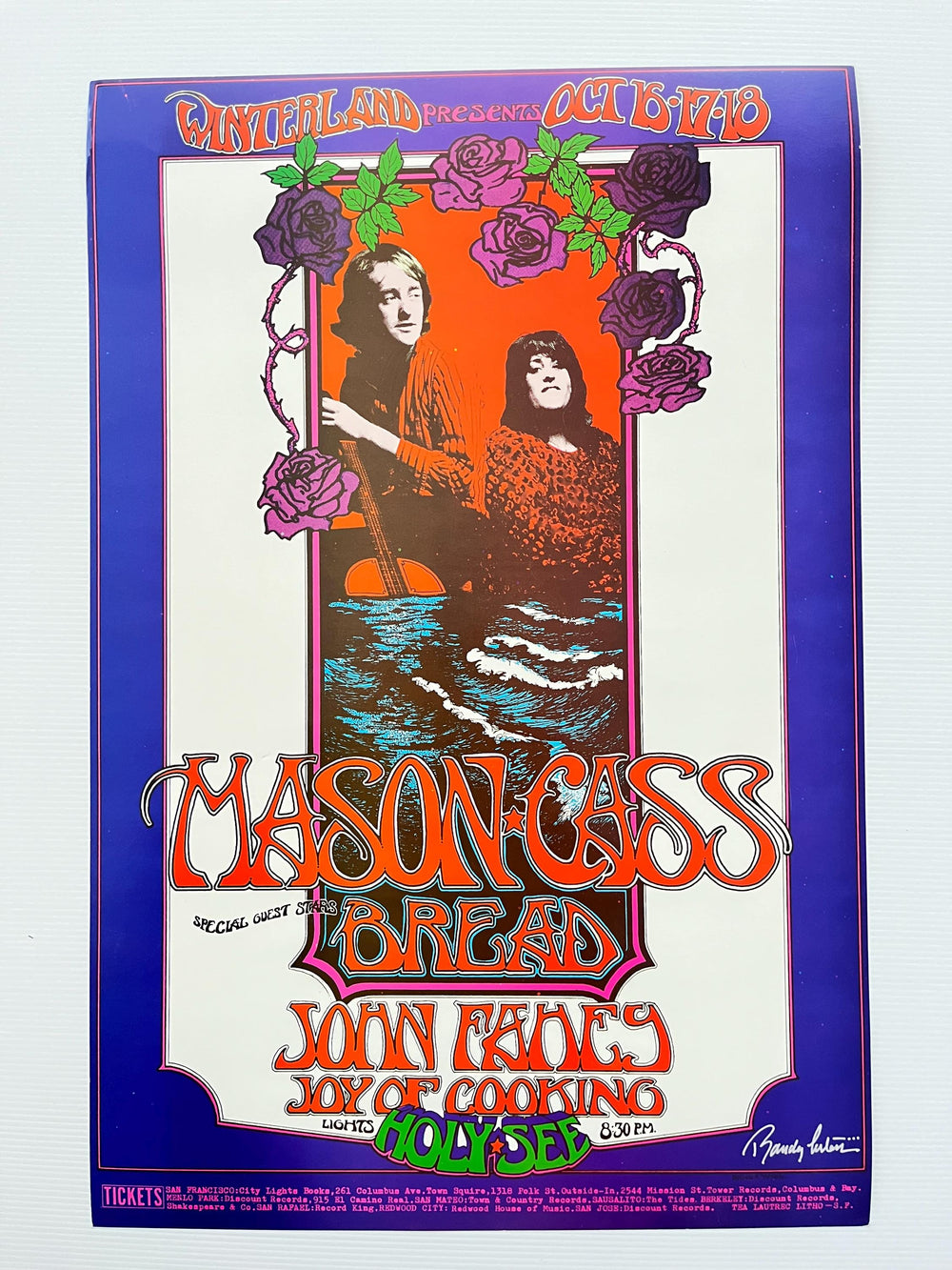 Winterland Concert Poster Reprint Mason Proffit Bread 1969 Psychedelic Rock Art